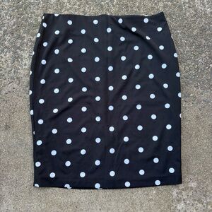 Black and white polka dot mini mid length skirt